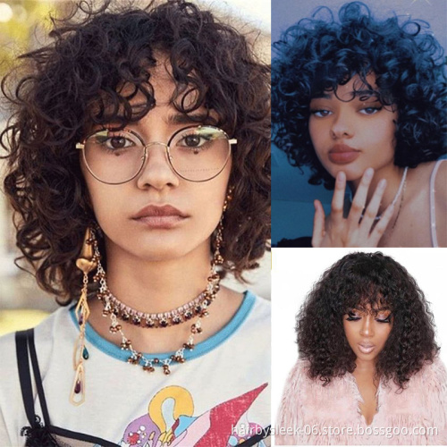 Rebecca fashion style fine Kinky Curly Wig heat resistant bob loose curl synthetic hair wigs short curly wave daily for women